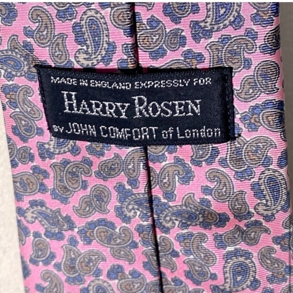 Vintage Harry Rosen Pink Paisley Silk Tie - Picture 6 of 10